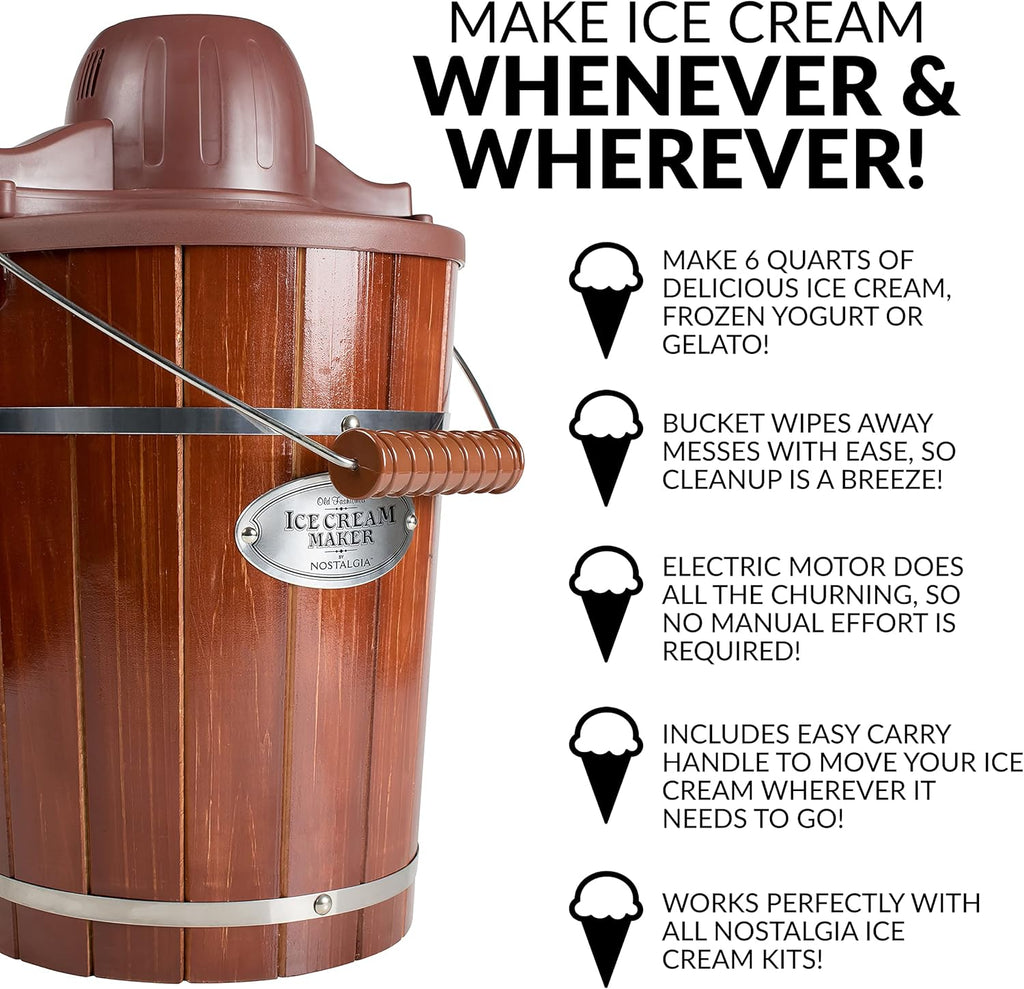 Dark Wood 6 Quart Electric Ice Cream Maker X7017