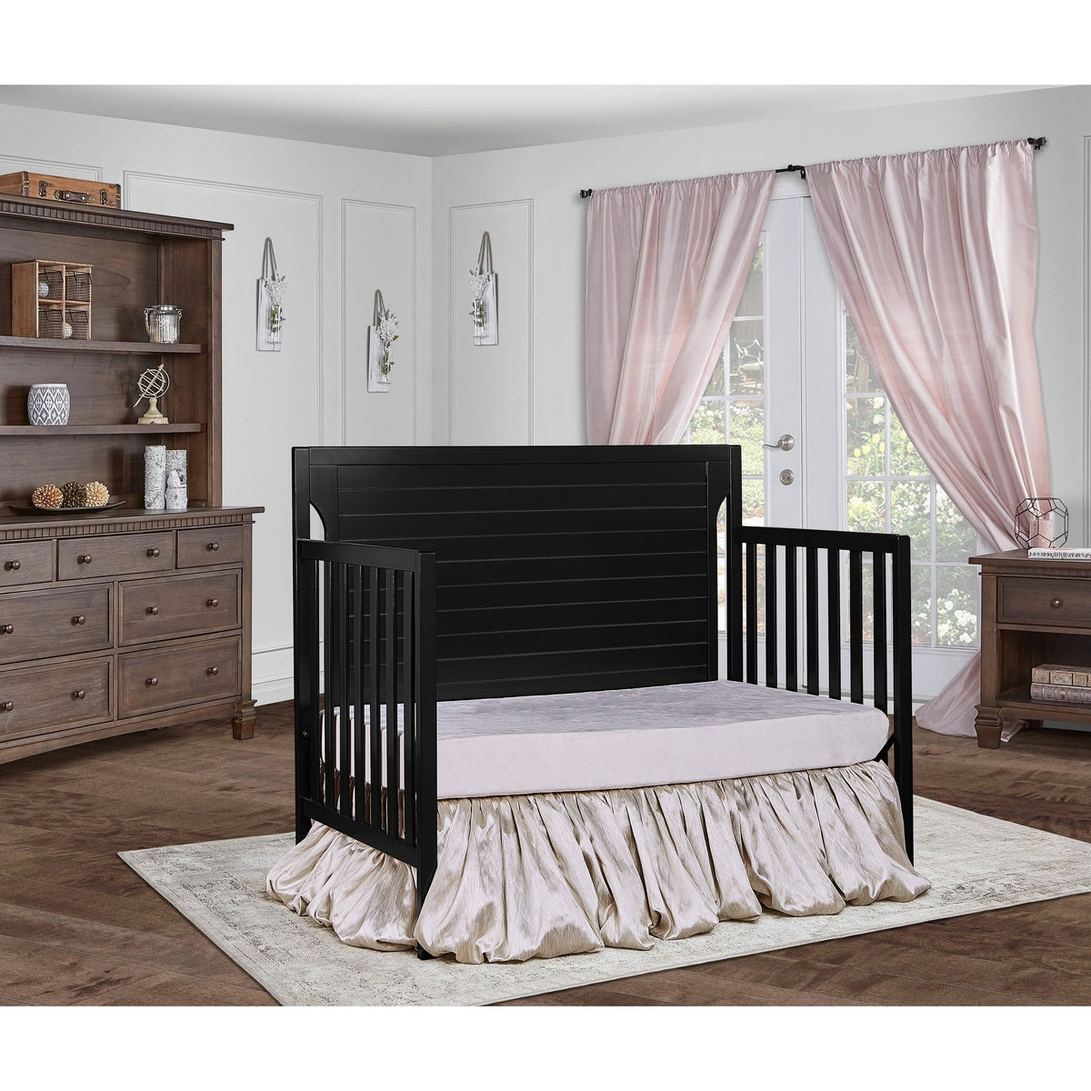 Black 5 in 1 Convertible Crib E2158