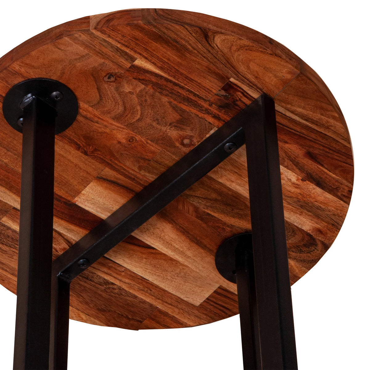 18 Inch Round Acacia Wood Side Table K488