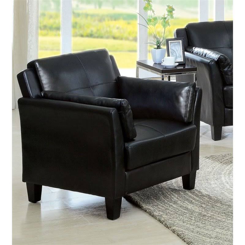 Black Tufted Faux Leather Accent Chair I594207