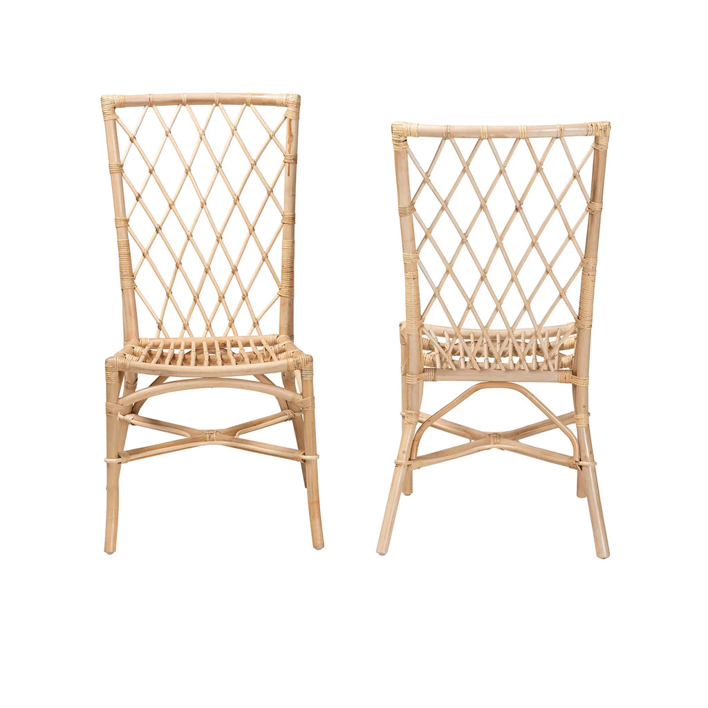 Natural Brown Rattan 2-Piece Dining Chair Set G2189