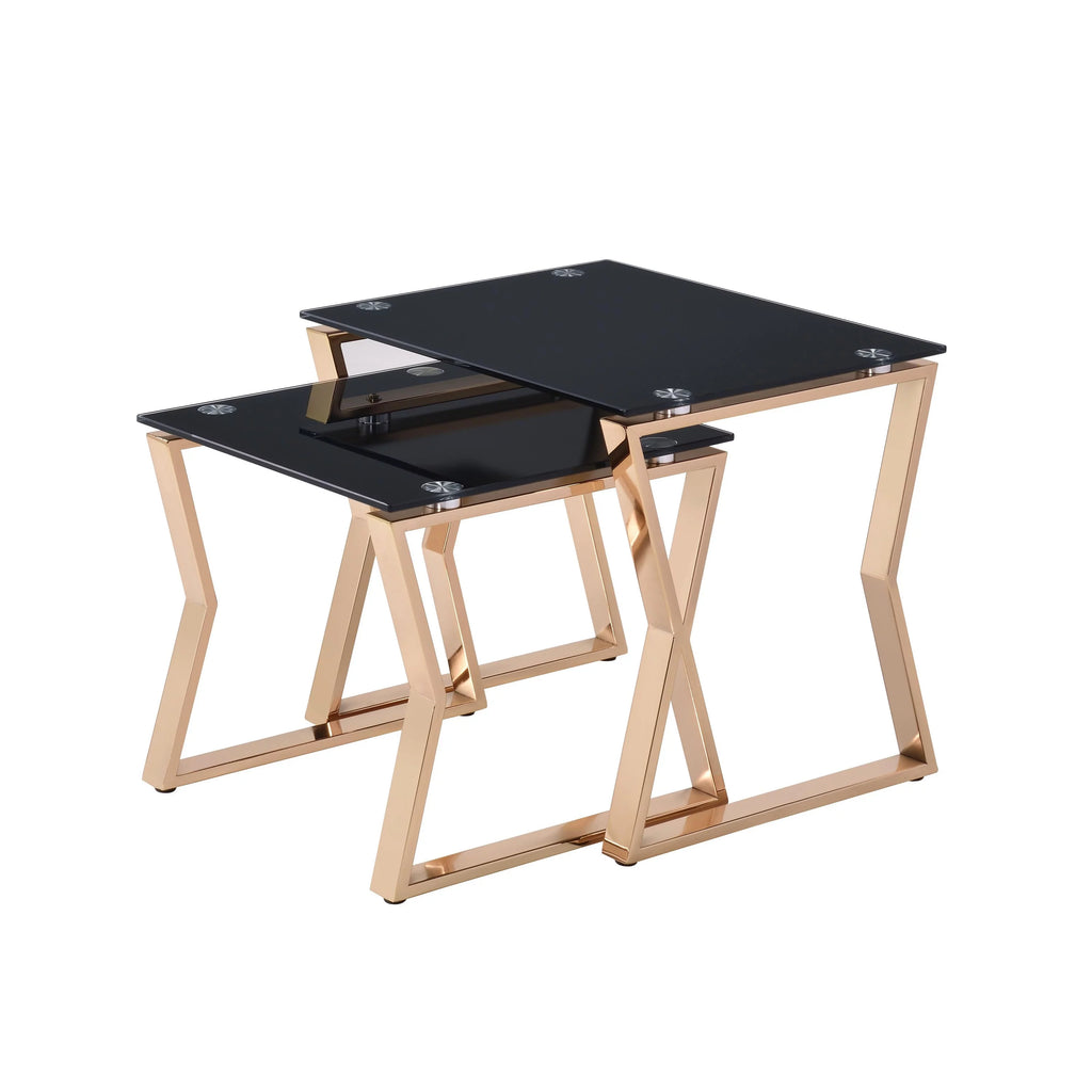 Glass Top 2-Piece Nesting Tables Set W892