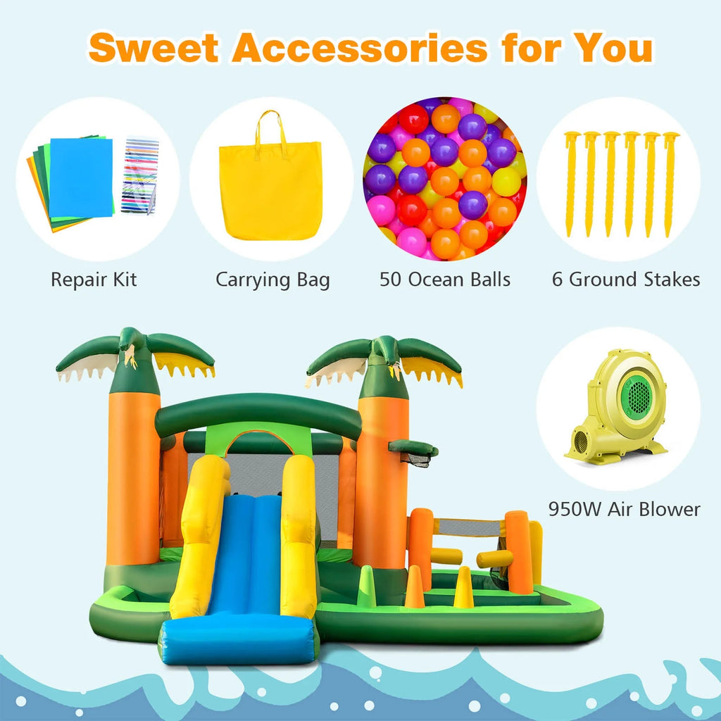 8-in-1 Inflatable Bounce Castle with 950W Blower Q35293