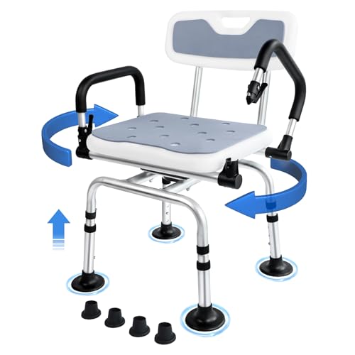 Black Heavy Duty Swivel Shower Chair with Arms Back T878