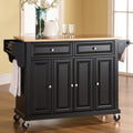 Black Natural Wood Top Kitchen Cart A8795