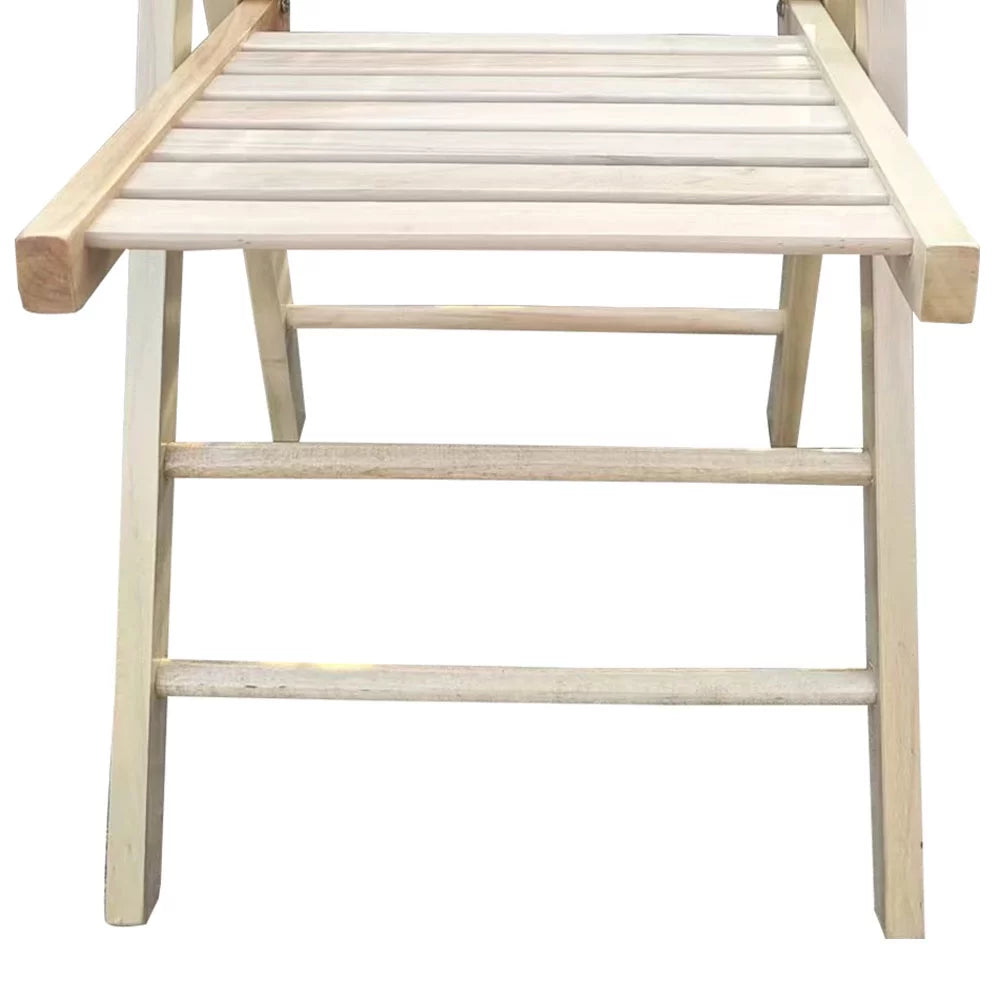 Lightweight Portable Slatted Wood Folding Chair with Backrest and Footrest A8165