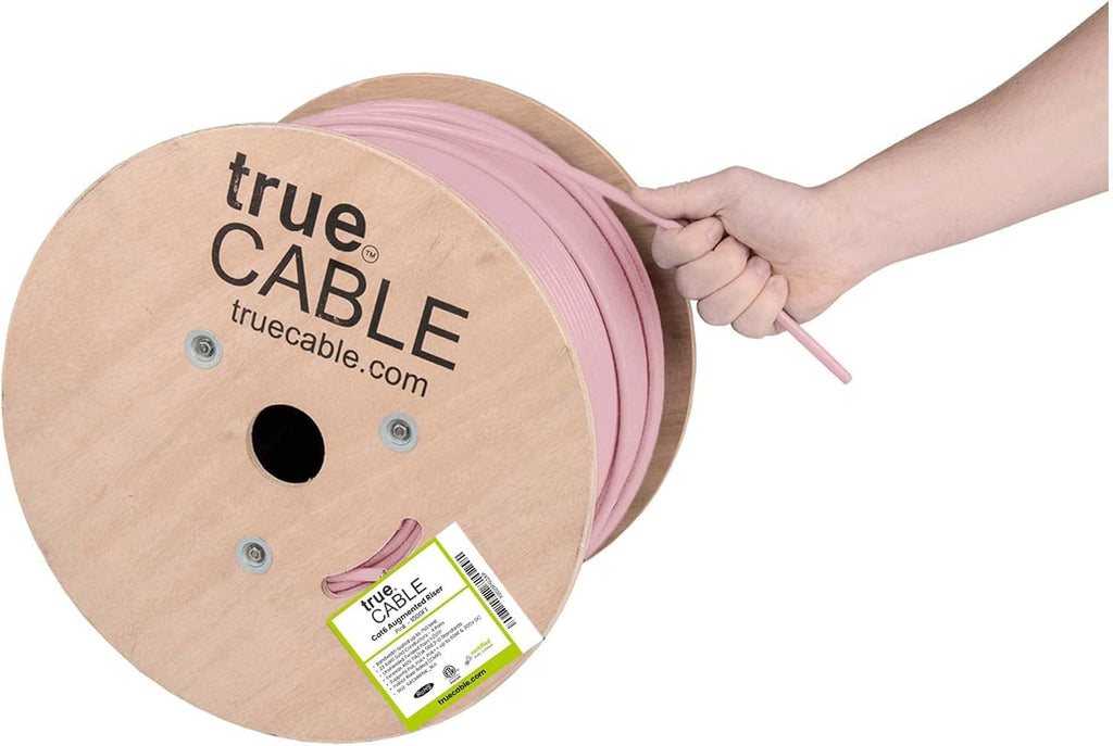 Pink 1000ft Cat6A Riser UTP Bulk Ethernet Cable X65289