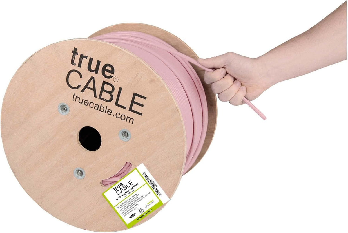 Pink 1000ft Cat6A Riser UTP Bulk Ethernet Cable X65289
