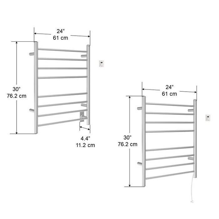Dual 8-Bar Hardwired and Plug-In Towel Warmer in Brushed Stainless Steel N159918