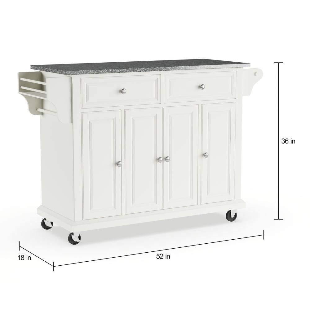 White Wood and Granite Kitchen Cart B560984