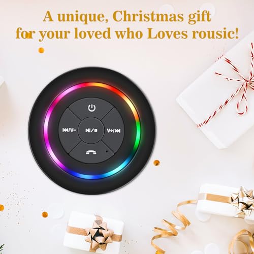 Bluetooth Shower Speaker with Suction Cup, IP67 Waterproof Speaker with LED Light B413