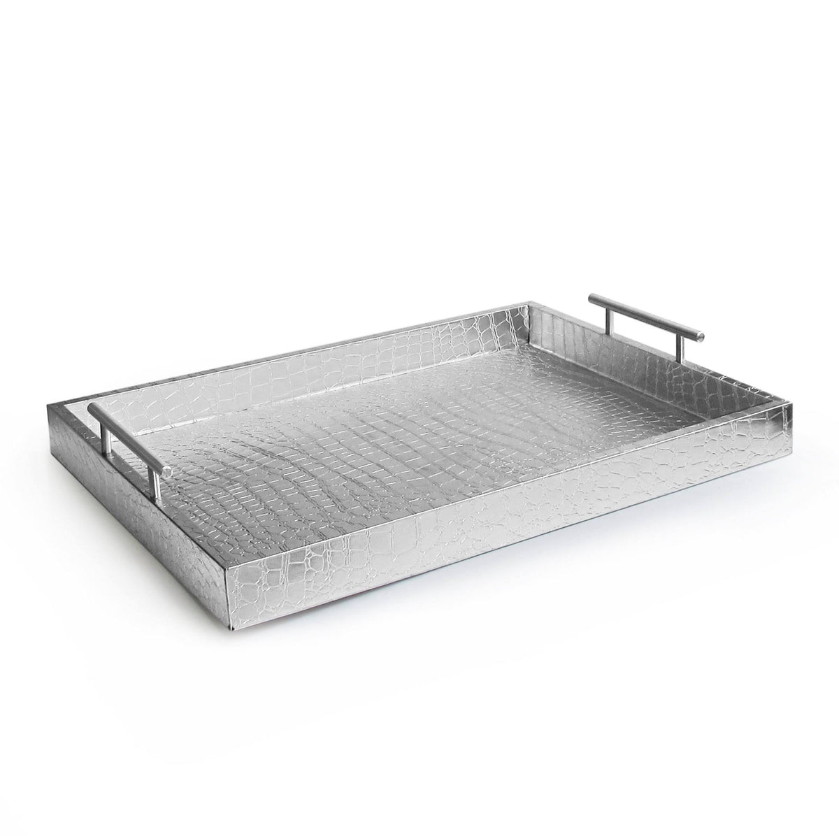 Silver Alligator Tray with Metal Handles P190179