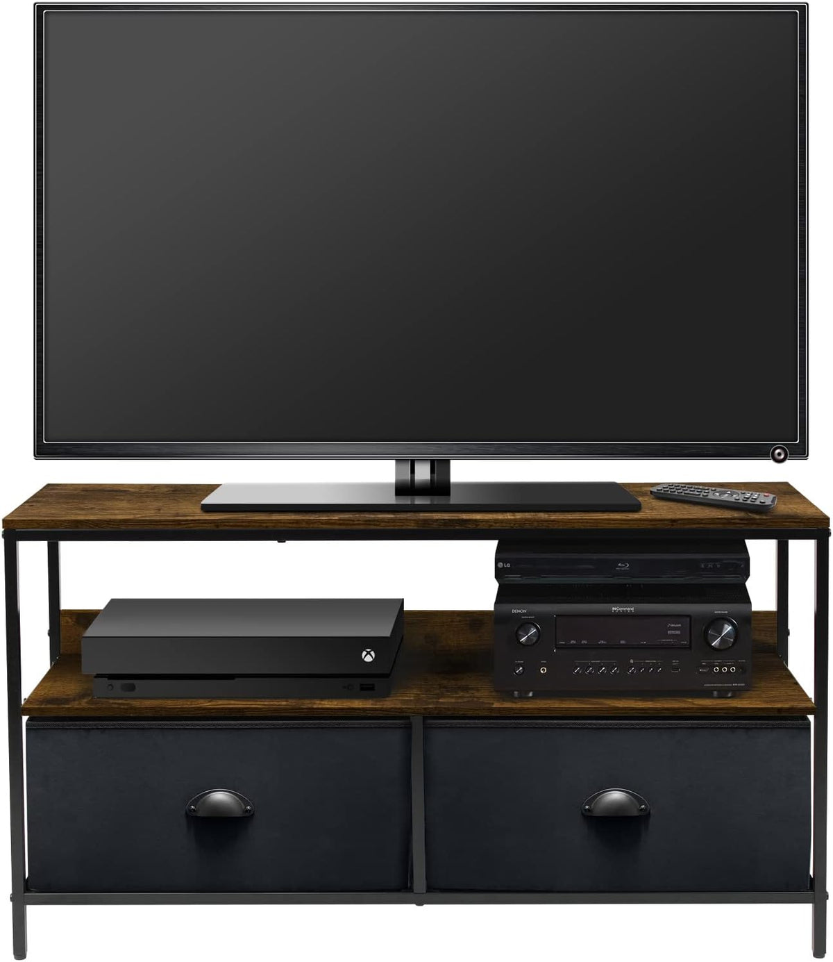 Brown Steel Frame Wood Top TV Stand Cabinet X819274