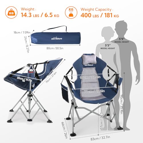Oversized Hammock Camping Chair with Adjustable Backrest Blue D603