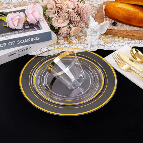 350Pcs Gold Dinnerware Set for 50 Guests T76424
