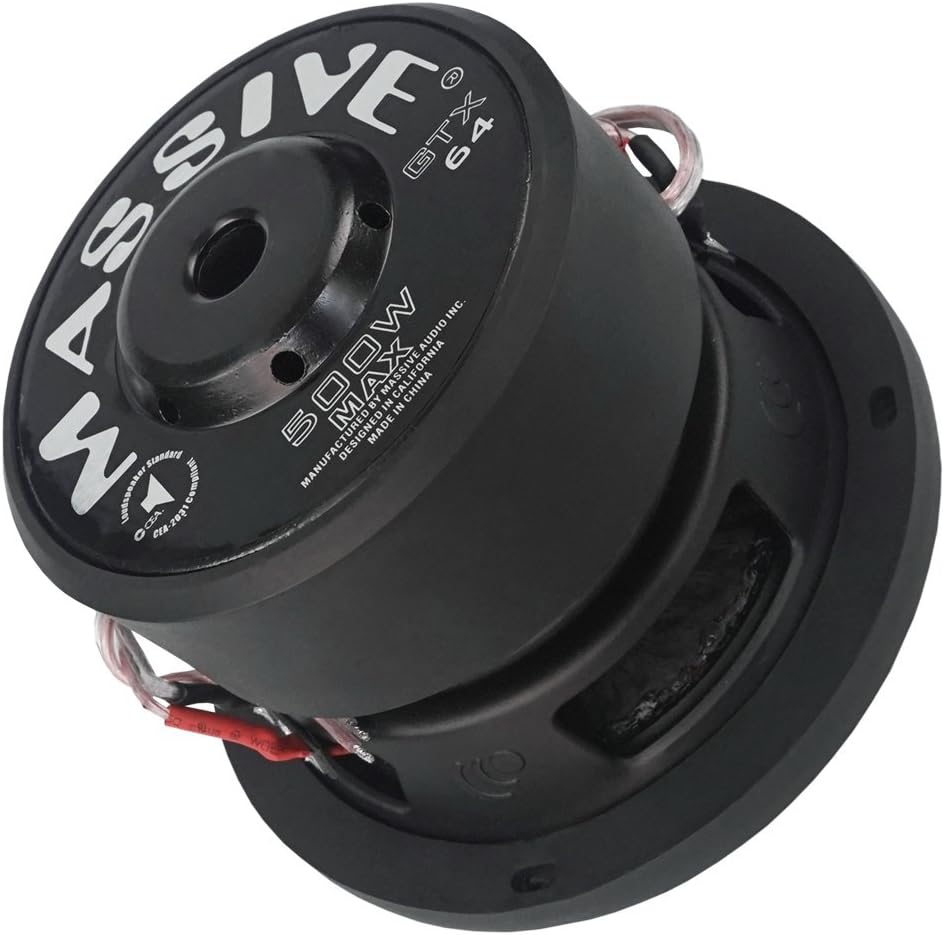 6.5 Inch Car Audio Subwoofer, 250 Watt RMS, Dual 4 Ohm V76085