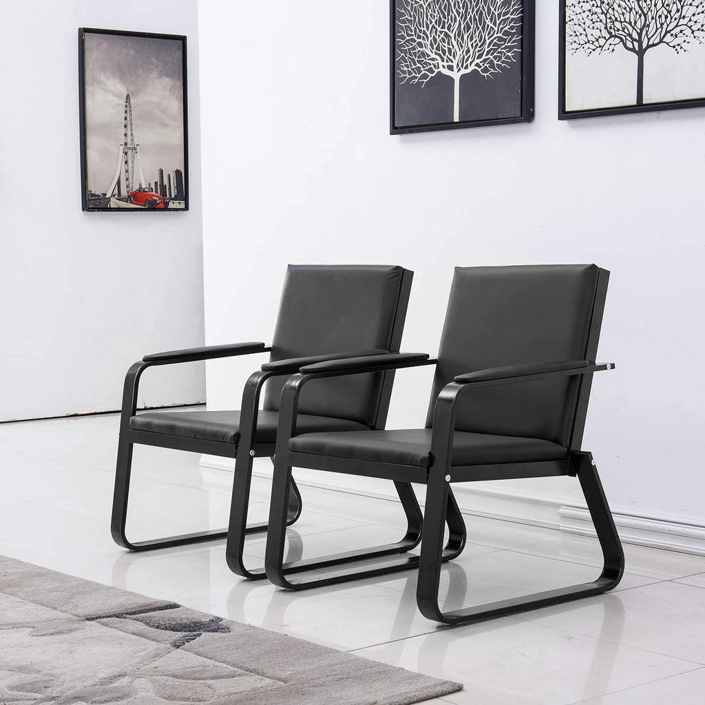 Black PU Leather Waiting Room Chair With Armrest U9551