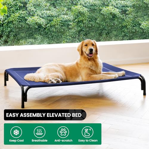 Grey Raised Dog Bed with Washable Mesh Y689103