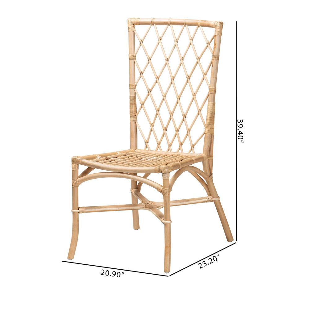 Natural Brown Rattan 2-Piece Dining Chair Set G2189