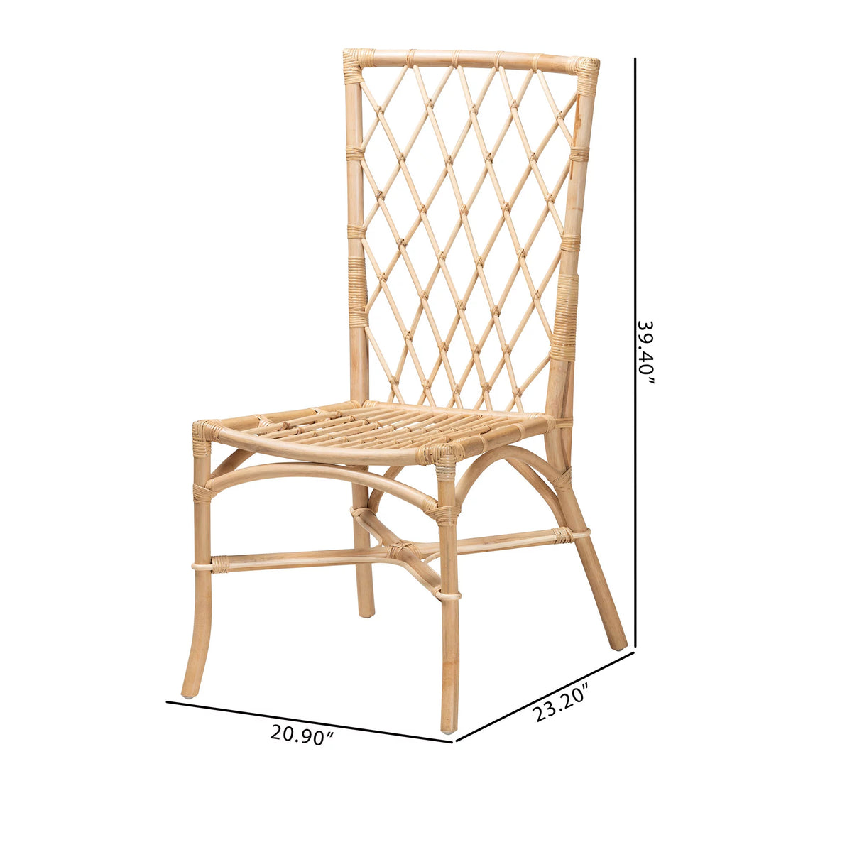 Natural Brown Rattan 2-Piece Dining Chair Set G2189