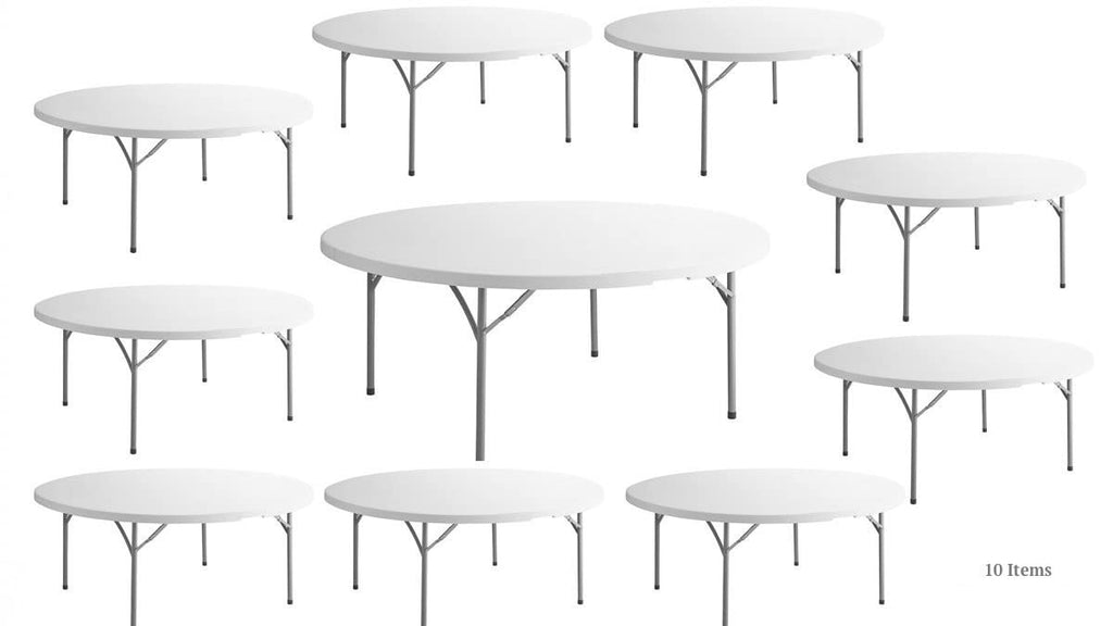 White 6 Ft Round Plastic Folding Table I55425