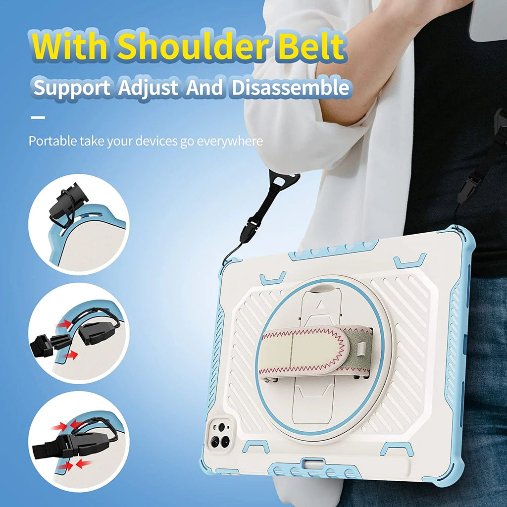 Heavy Duty Protective Case for iPad Pro 12.9 Inch with Rotating Hand Strap & Stand U754224