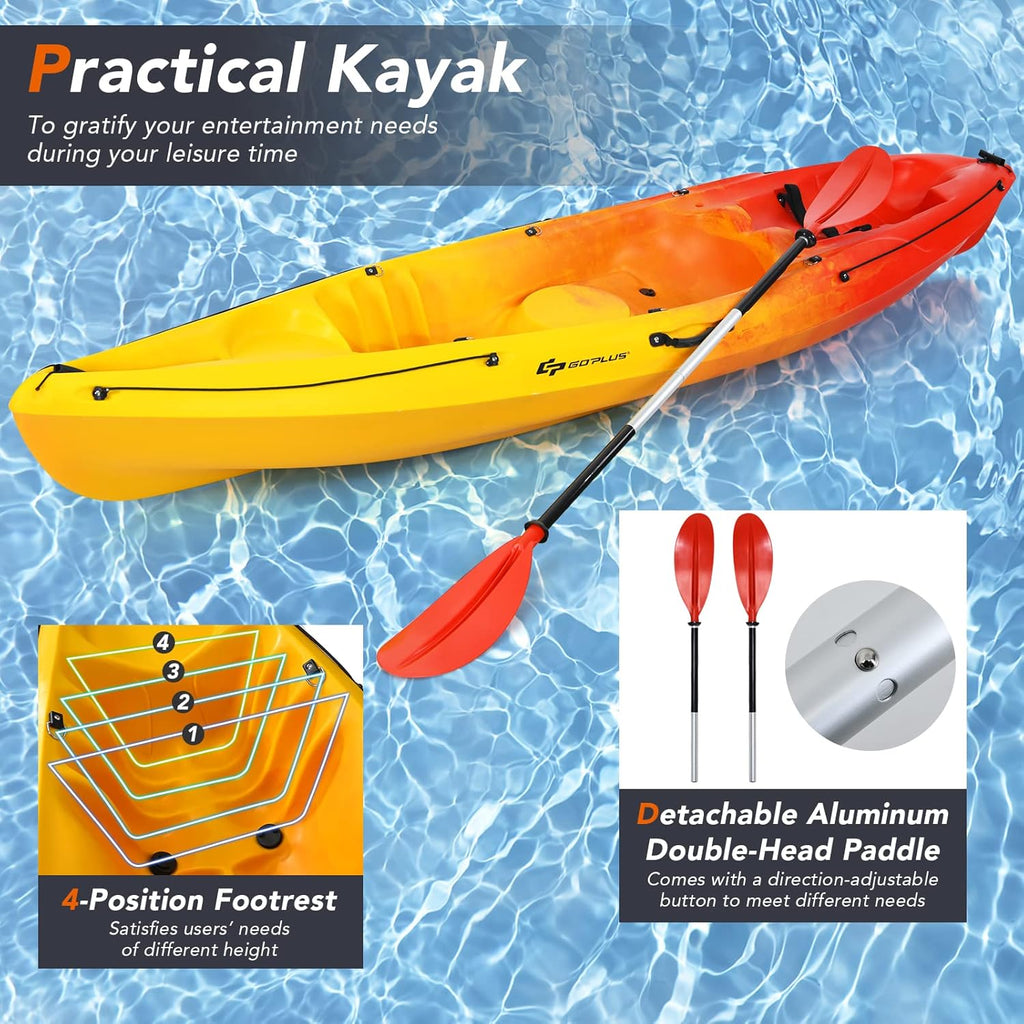 10.2FT Sit-On-Top Fishing Kayak with Aluminum Paddle & Bungee Storage R795