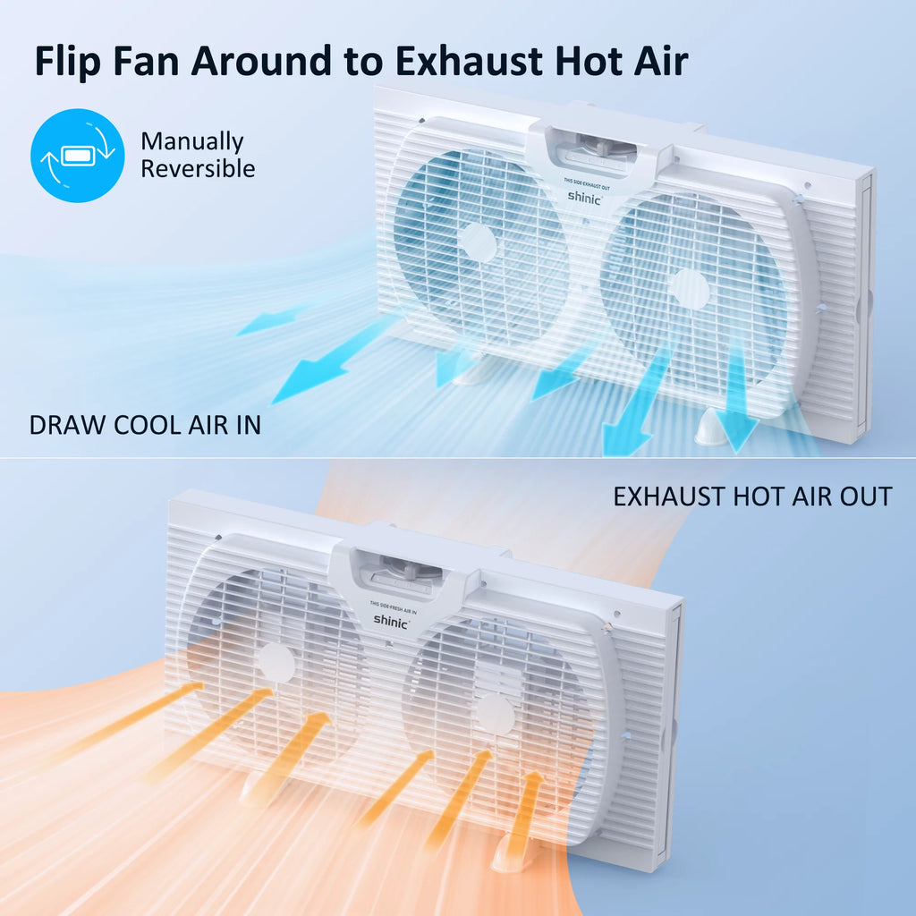 9 3-Speed Twin Window Fan with Bug Screen, White K4912
