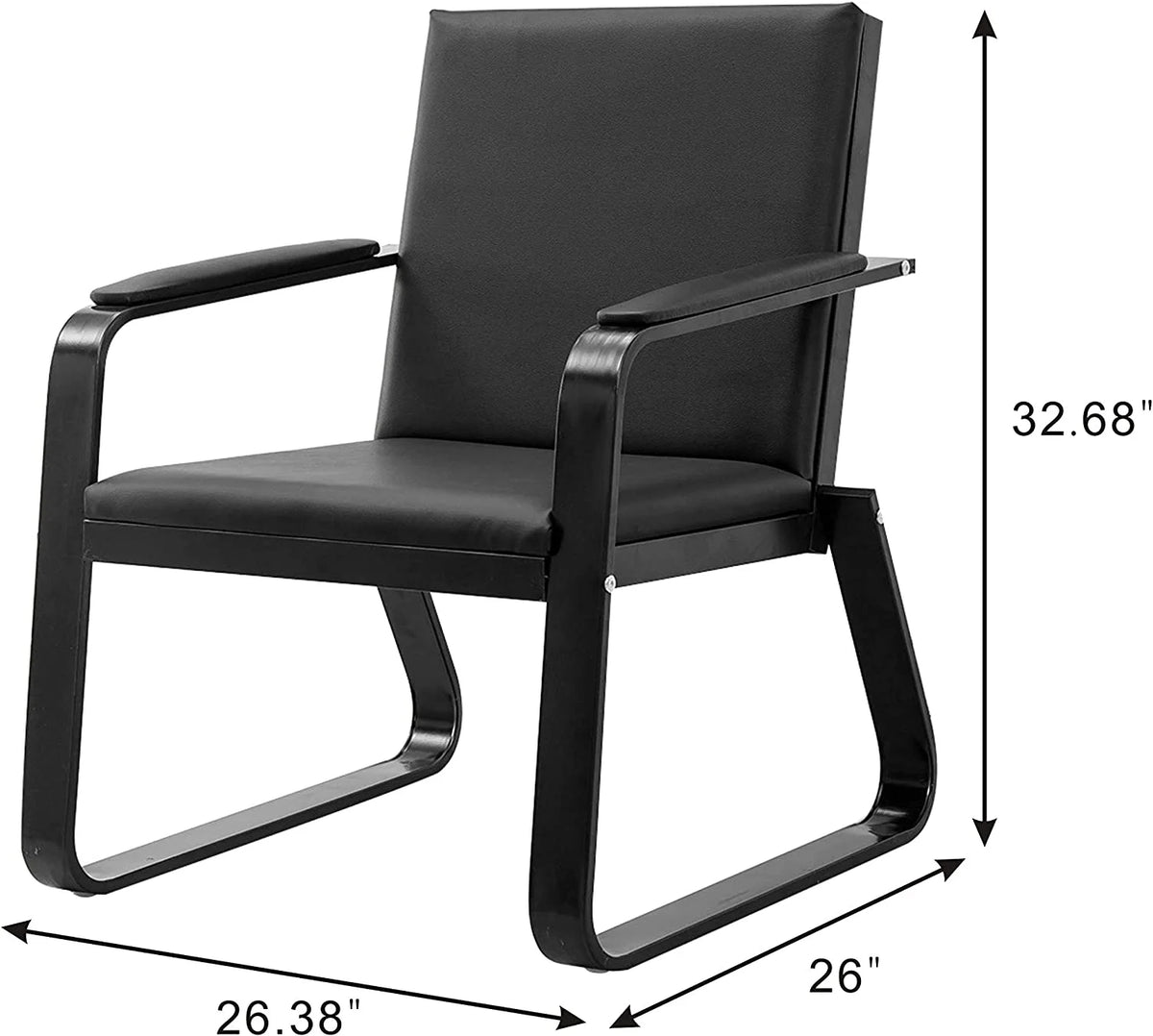 Black PU Leather Waiting Room Chair With Armrest U9551