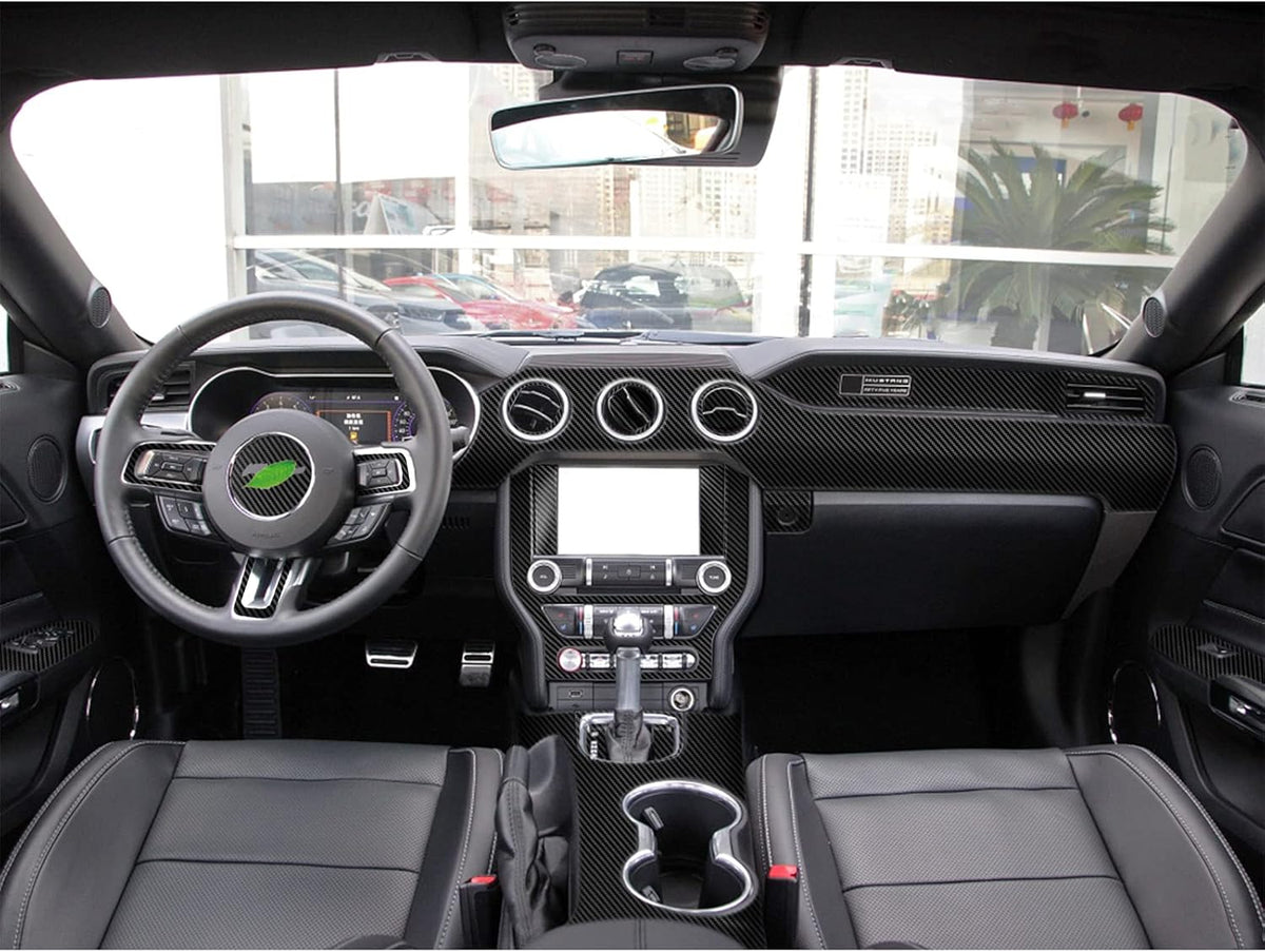 Carbon Fiber Texture Vinyl Wrap Interior Sticker 48PCS Black J43909