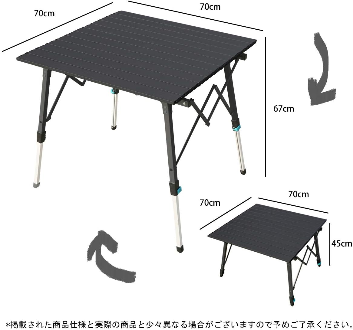 Height Adjustable Aluminum Folding Camping Table with Carry Bag Y942118
