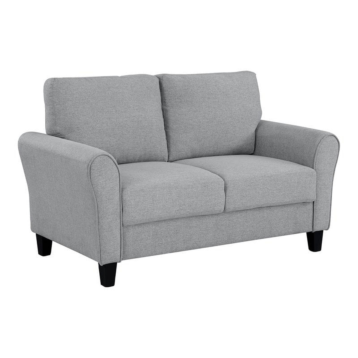 Transitional Solid Wood and Polyester Love Seat in Dark Gray/Black S958865