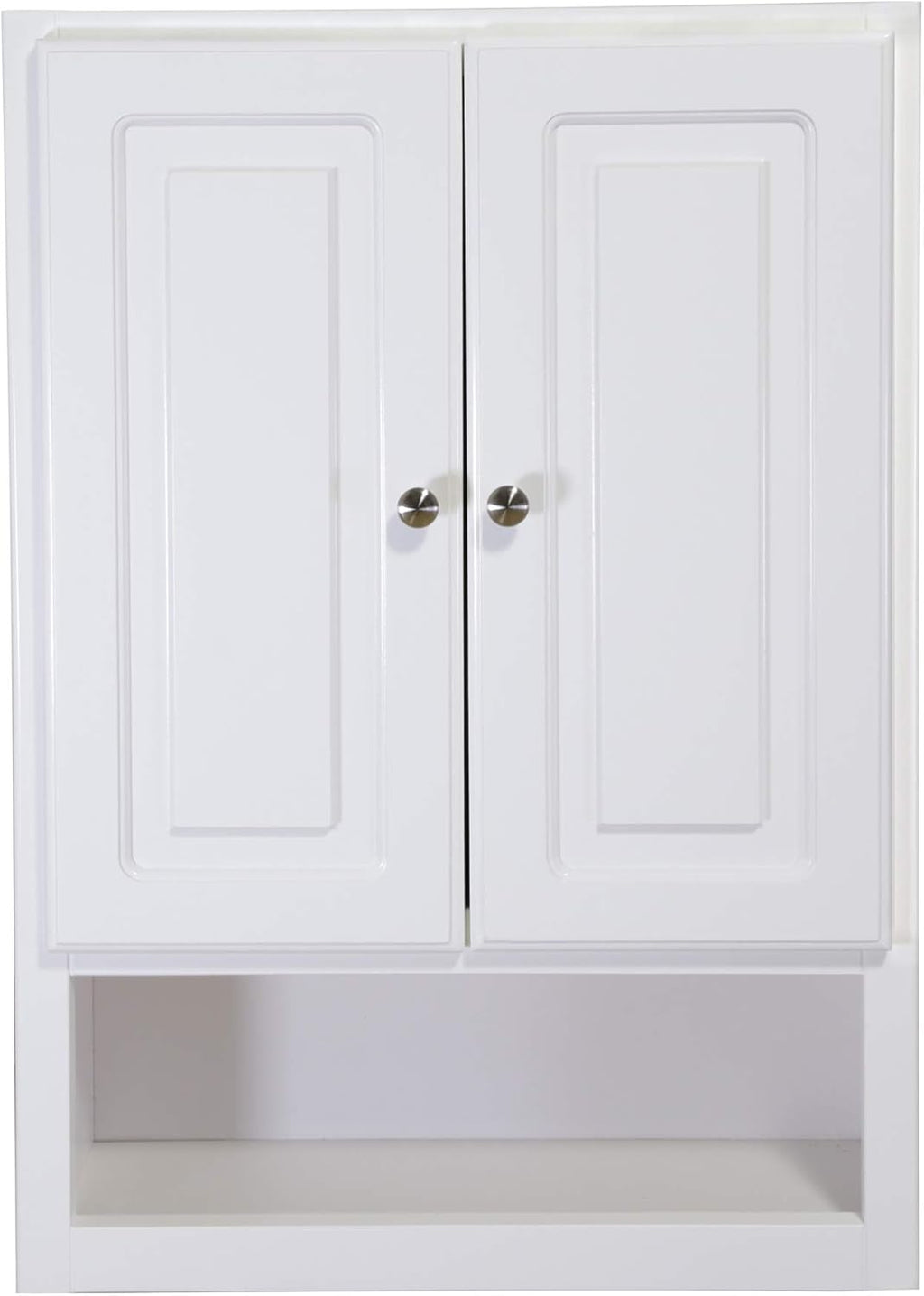 White 2-Door 1-Shelf Bathroom Wall Cabinet N563