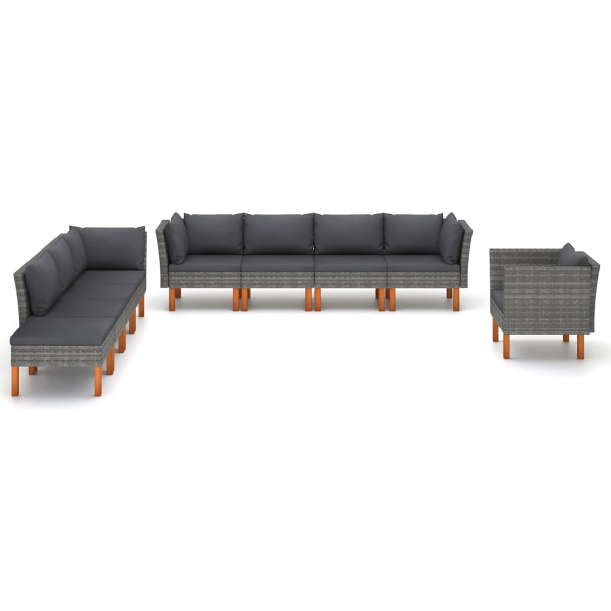 9 Piece Gray Poly Rattan Patio Conversation Set Z6780