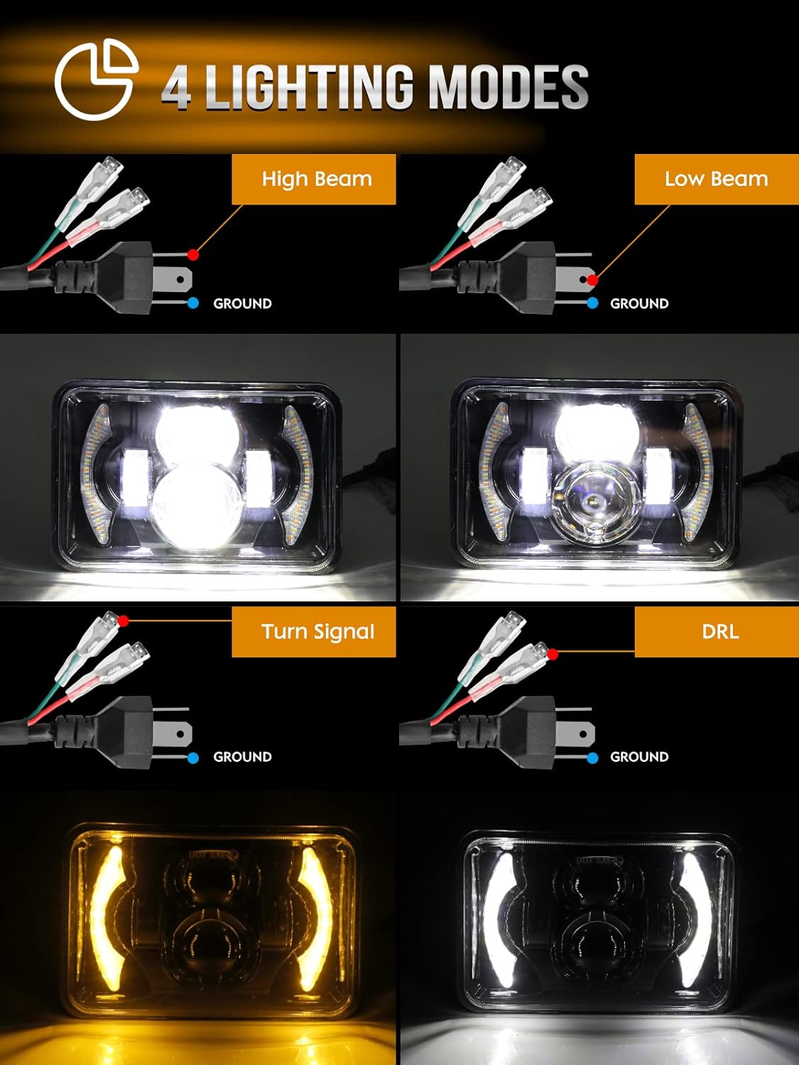 4x6 Square Sealed Beam Headlights W800345