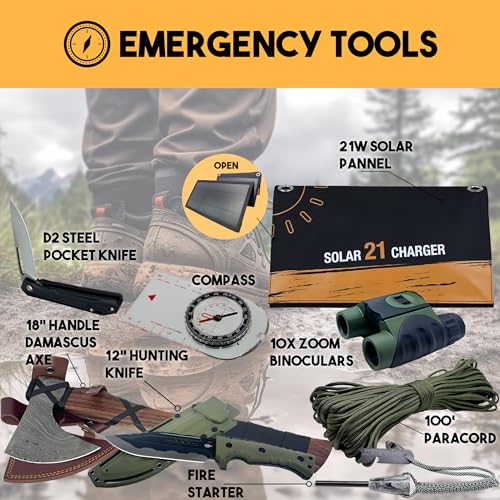 72 Hour Survival Backpack with Supplies - Bug Out Bag Backpack - Emergency Backpack with Tactical Survival Kit D92903