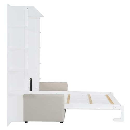 Queen Size Gray Murphy Bed with Sofa M5912