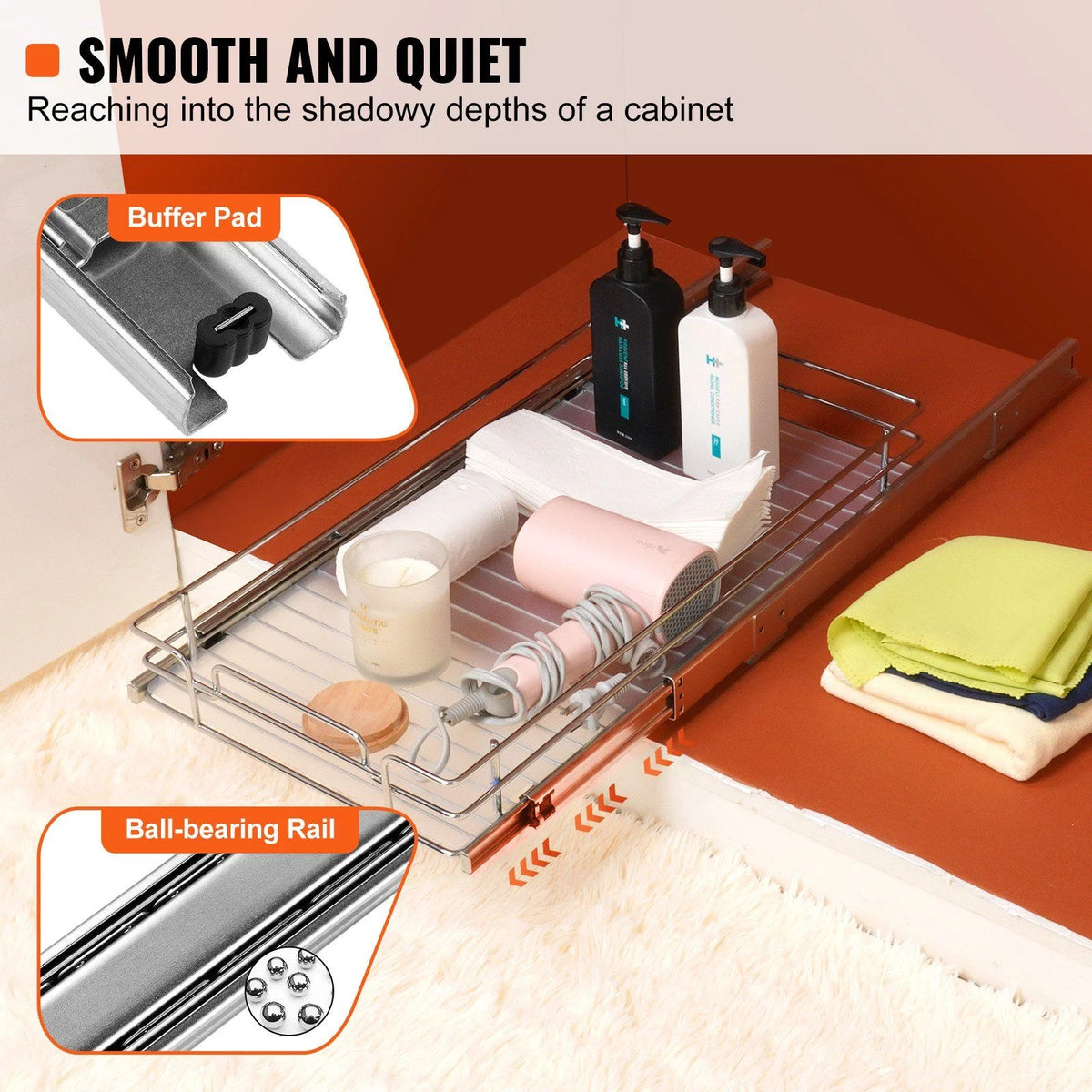 Chrome Steel Pull Out Cabinet Organizer L39126
