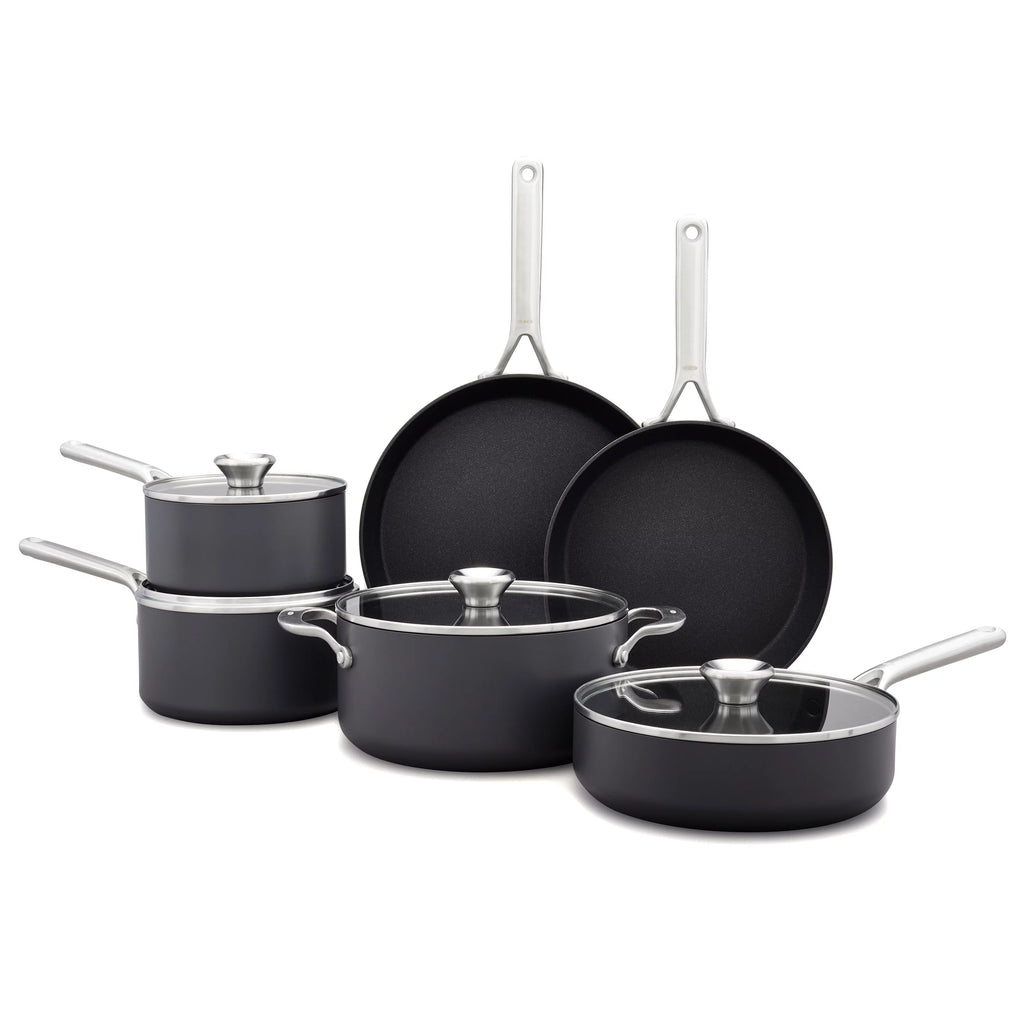 10 Piece Hard Anodized Nonstick Cookware Set, Black V7078