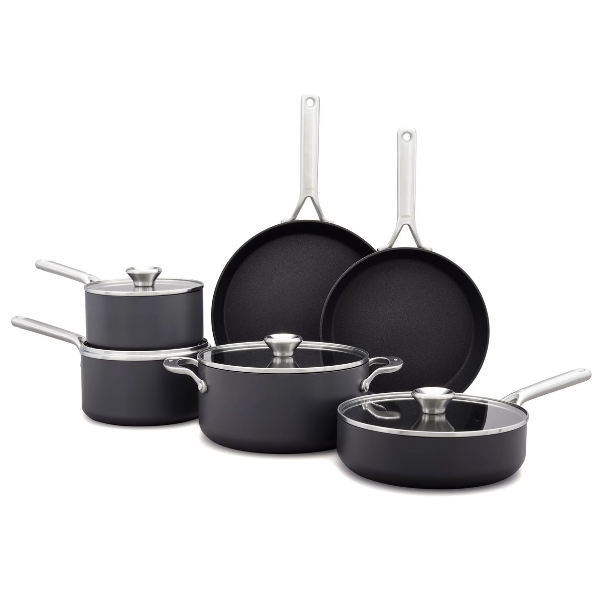 10 Piece Hard Anodized Nonstick Cookware Set, Black V7078