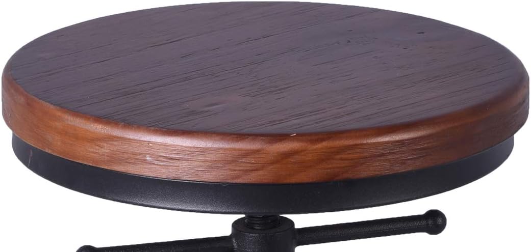 Adjustable Swivel Round Wood Metal Bar Stool Set of 2 V960