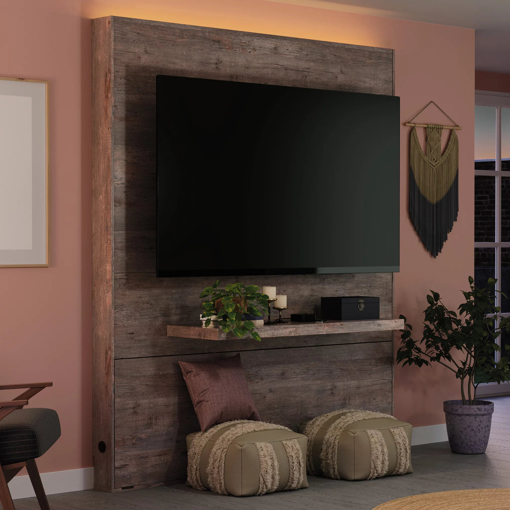 Weathered Wood Finish Entertainment Wall H2366