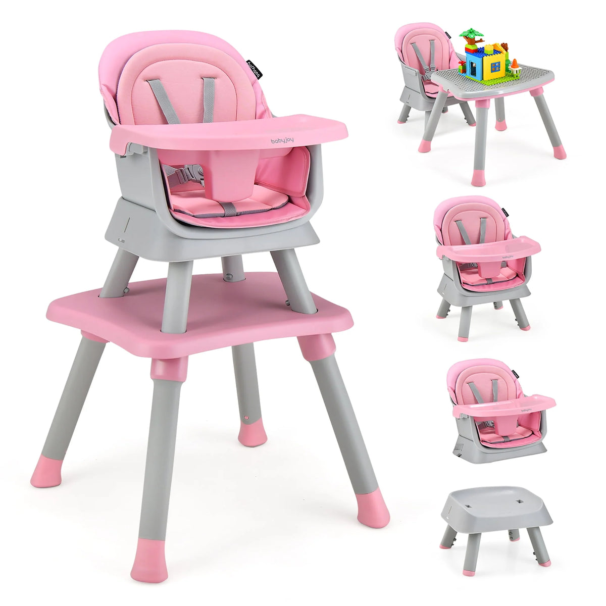 8-in-1 Convertible High Chair Booster Seat with Removable Tray Yellow S344902
