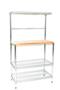 Deluxe Chrome Bakers Rack with Top Shelf & Butcher Block J433026