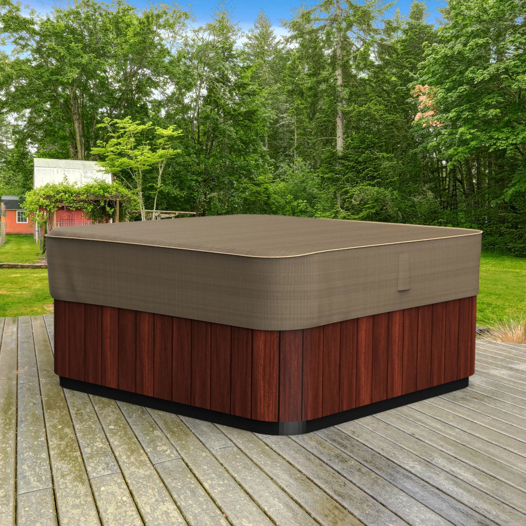 Black and Tan Square Hot Tub Cover J712