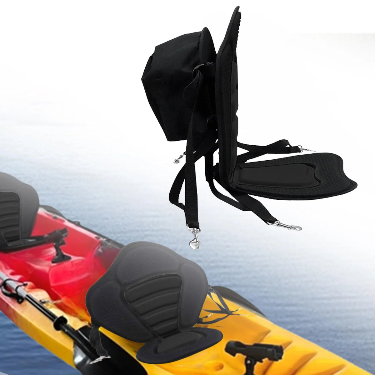 Black Kayak Seat Cushion with Detachable Backrest and Bag N81505