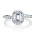18k White Gold over Silver Emerald Cut Moissanite Engagement Ring Y3417