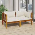 2-Seater Acacia Wood Patio Sofa with Cushion X41893