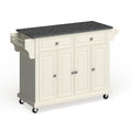 White Wood and Granite Kitchen Cart B560984
