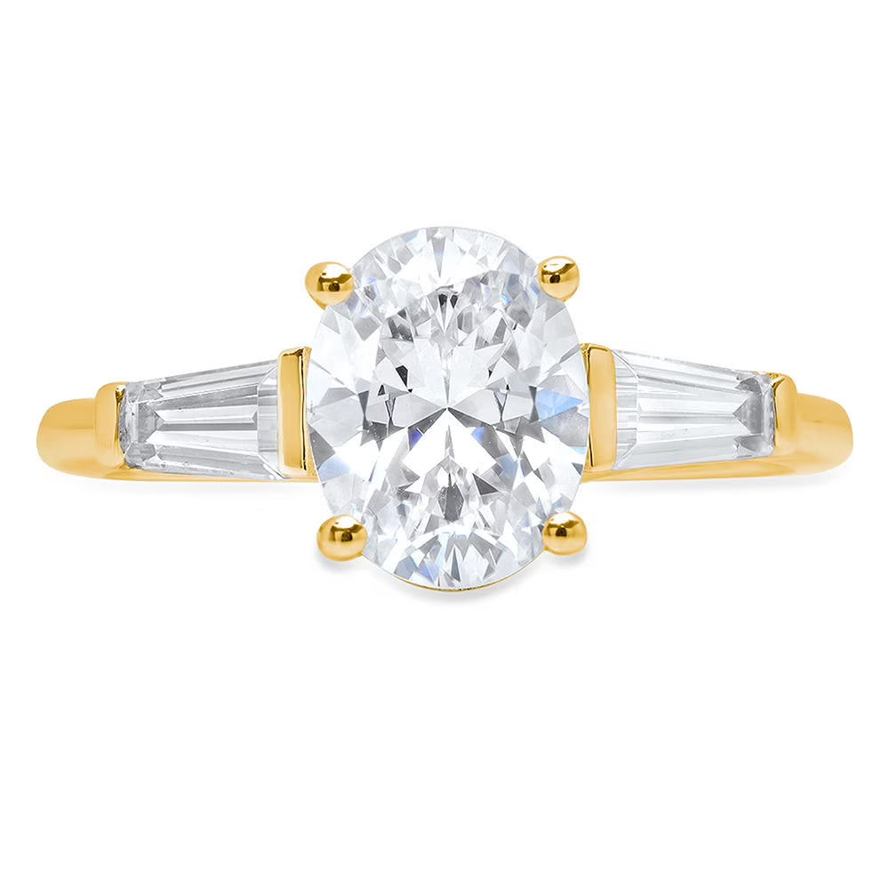 14K Yellow Gold Three-Stone Diamond Engagement Ring R8070